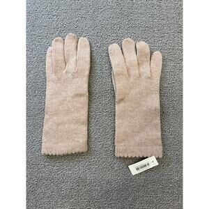 Carolina Amato Women's One Size Beige Wool Cashmere Blend Knit Gloves NWT